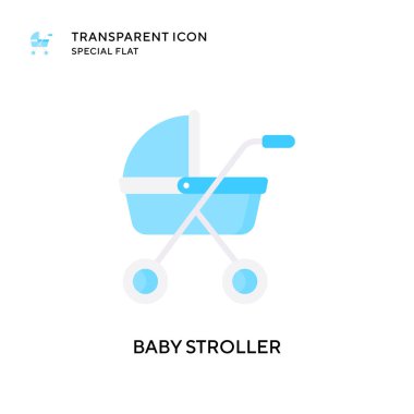 Bebek arabası taşıyıcı ikonu. Düz çizim. EPS 10 vektörü.