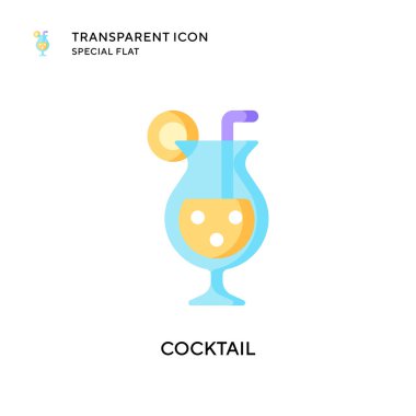 Kokteyl vektör simgesi. Düz çizim. EPS 10 vektörü.