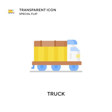 Kamyon vektör simgesi. Düz çizim. EPS 10 vektörü.