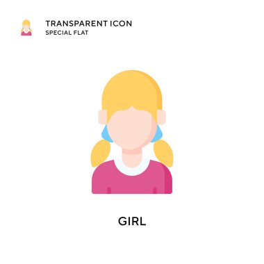 Kız vektör simgesi. Düz çizim. EPS 10 vektörü.