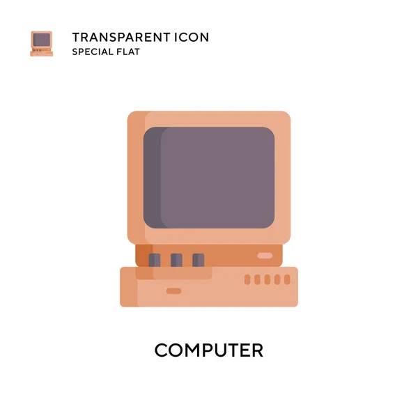 Ícone Vetorial Computador Ilustração Estilo Plano Vetor Eps —  Vetores de Stock