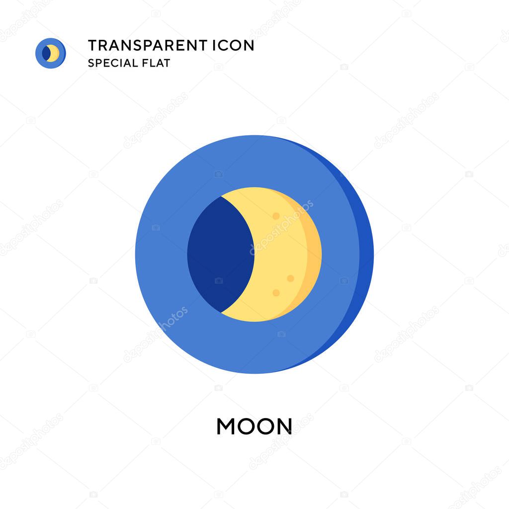 Moon vector icon. Flat style illustration. EPS 10 vector.