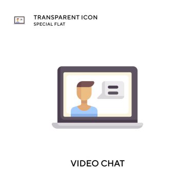 Video sohbet vektör simgesi. Düz çizim. EPS 10 vektörü.
