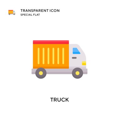 Kamyon vektör simgesi. Düz çizim. EPS 10 vektörü.