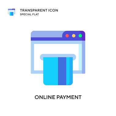 Çevrimiçi ödeme vektör simgesi. Düz çizim. EPS 10 vektörü.