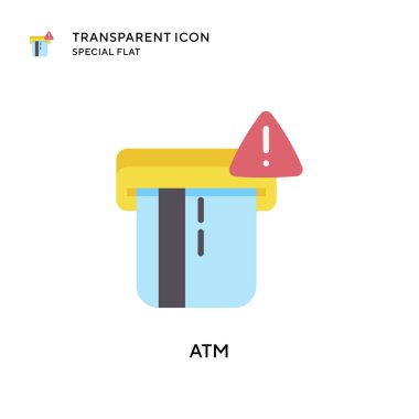ATM vektör simgesi. Düz çizim. EPS 10 vektörü.