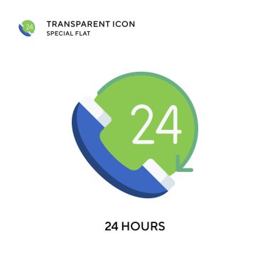 24 saat vektör simgesi. Düz çizim. EPS 10 vektörü.