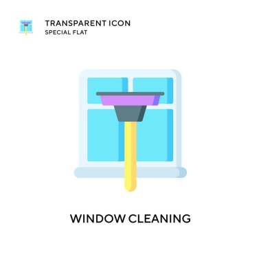 Pencere temizleme vektör simgesi. Düz çizim. EPS 10 vektörü.