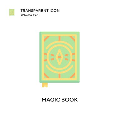 Sihirli kitap vektör ikonu. Düz çizim. EPS 10 vektörü.