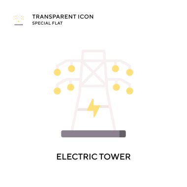 Elektrik kulesi vektör simgesi. Düz çizim. EPS 10 vektörü.