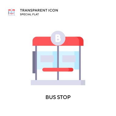 Otobüs durağı vektör simgesi. Düz çizim. EPS 10 vektörü.