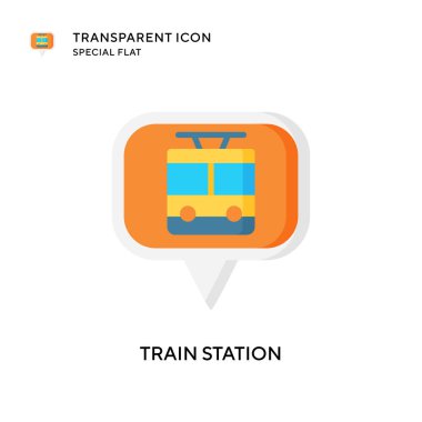 Tren istasyonu vektör simgesi. Düz çizim. EPS 10 vektörü.