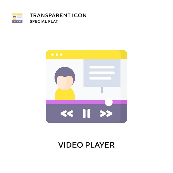 Ícone Vetor Player Vídeo Ilustração Estilo Plano Vetor Eps — Vetor de Stock
