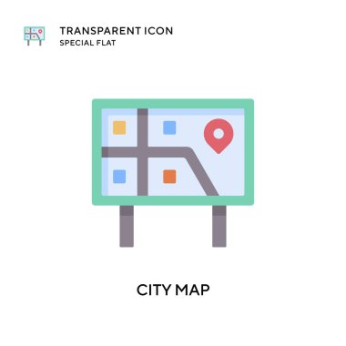 Şehir haritası vektör simgesi. Düz çizim. EPS 10 vektörü.