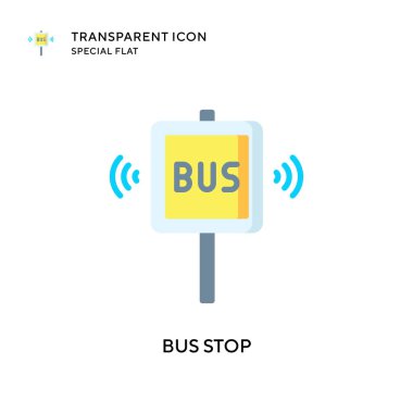 Otobüs durağı vektör simgesi. Düz çizim. EPS 10 vektörü.