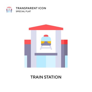 Tren istasyonu vektör simgesi. Düz çizim. EPS 10 vektörü.