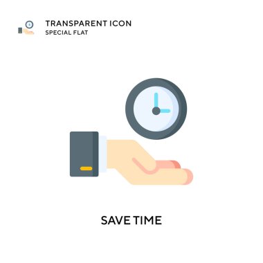 Zaman vektör simgesini kaydet. Düz çizim. EPS 10 vektörü.