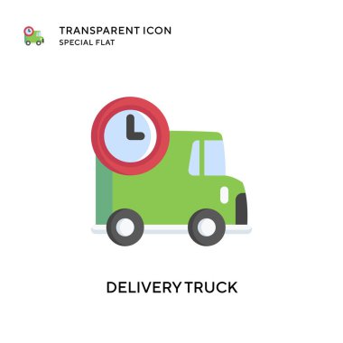 Teslimat kamyonu vektör ikonu. Düz çizim. EPS 10 vektörü.