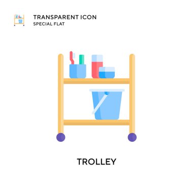 Trolley vektör simgesi. Düz çizim. EPS 10 vektörü.