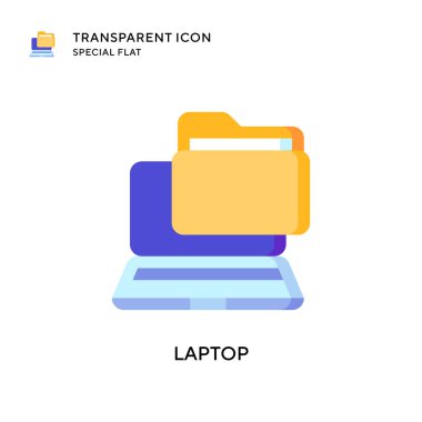 Laptop vektör simgesi. Düz çizim. EPS 10 vektörü.