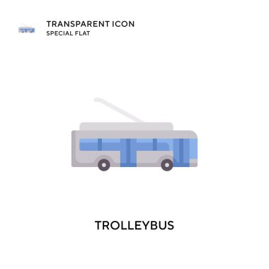 Trolleybus vektör simgesi. Düz çizim. EPS 10 vektörü.