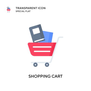 Alışveriş arabası vektör ikonu. Düz çizim. EPS 10 vektörü.
