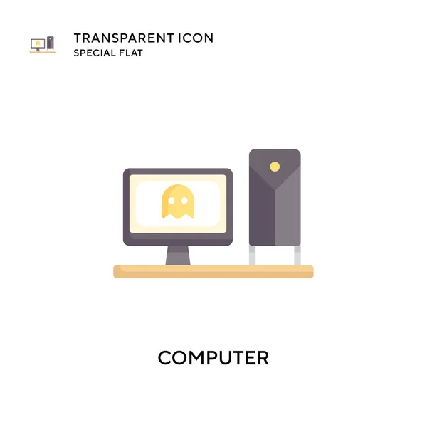 Icône Vectorielle Informatique Illustration Style Plat Vecteur Eps — Image vectorielle