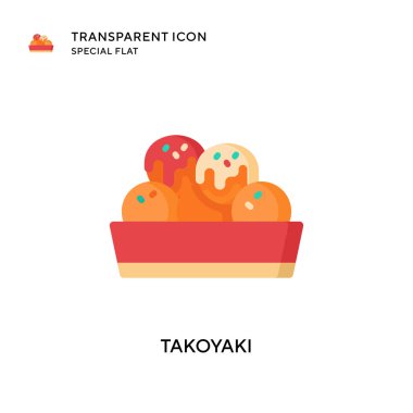 Takoyaki vektör simgesi. Düz çizim. EPS 10 vektörü.