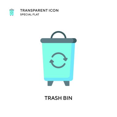 Çöp kutusu vektör simgesi. Düz çizim. EPS 10 vektörü.