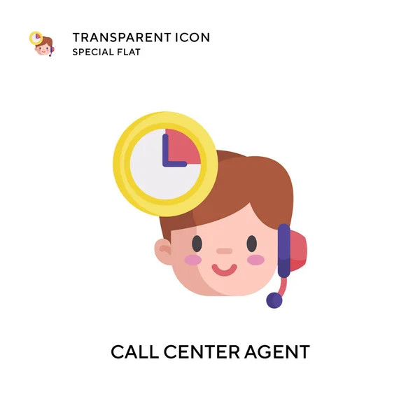 Ícone Vetor Agente Call Center Ilustração Estilo Plano Vetor Eps — Vetor de Stock