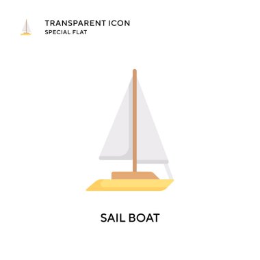 Yelkenli teknesi vektör simgesi. Düz çizim. EPS 10 vektörü.