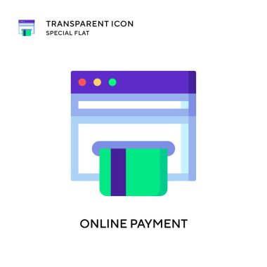 Çevrimiçi ödeme vektör simgesi. Düz çizim. EPS 10 vektörü.