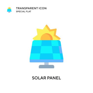 Güneş paneli vektör simgesi. Düz çizim. EPS 10 vektörü.