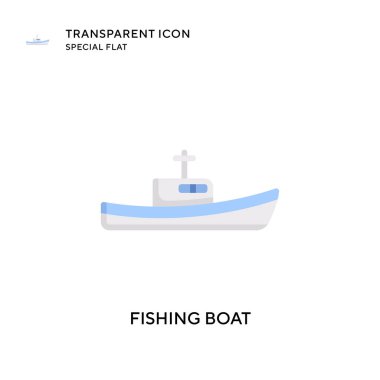 Balıkçı teknesi vektör simgesi. Düz çizim. EPS 10 vektörü.