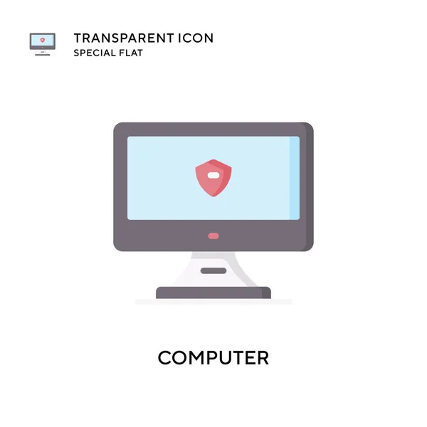 Icône Vectorielle Informatique Illustration Style Plat Vecteur Eps — Image vectorielle