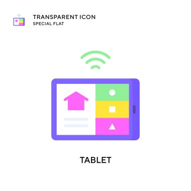 Tablet vektör simgesi. Düz çizim. EPS 10 vektörü.
