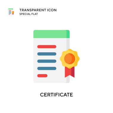 Sertifika vektör simgesi. Düz çizim. EPS 10 vektörü.