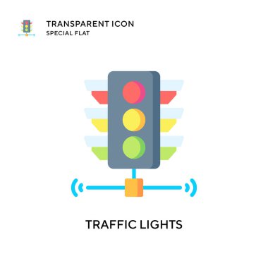 Trafik ışıkları vektör simgesi. Düz çizim. EPS 10 vektörü.