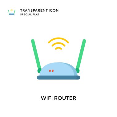 Wifi router vektör simgesi. Düz çizim. EPS 10 vektörü.