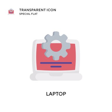 Laptop vektör simgesi. Düz çizim. EPS 10 vektörü.