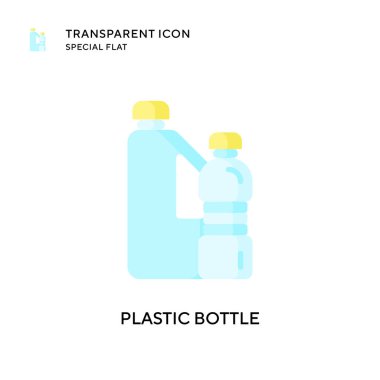 Plastik şişe vektör simgesi. Düz çizim. EPS 10 vektörü.