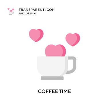 Kahve zamanı vektör ikonu. Düz çizim. EPS 10 vektörü.