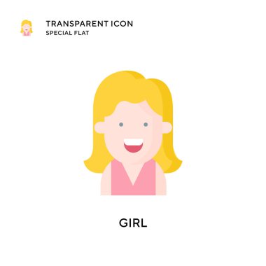 Kız vektör simgesi. Düz çizim. EPS 10 vektörü.