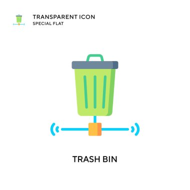 Çöp kutusu vektör simgesi. Düz çizim. EPS 10 vektörü.