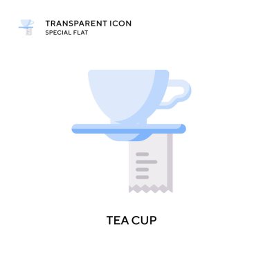 Çay fincanı vektör simgesi. Düz çizim. EPS 10 vektörü.