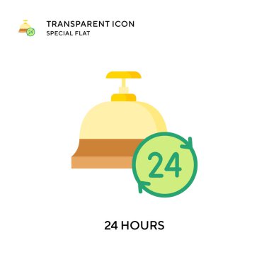 24 saat vektör simgesi. Düz çizim. EPS 10 vektörü.