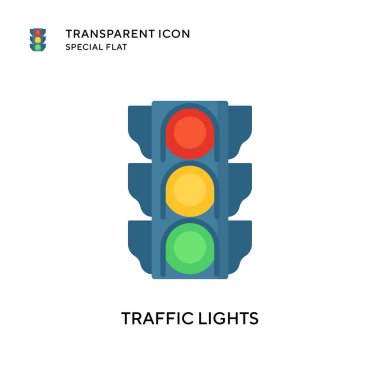 Trafik ışıkları vektör simgesi. Düz çizim. EPS 10 vektörü.