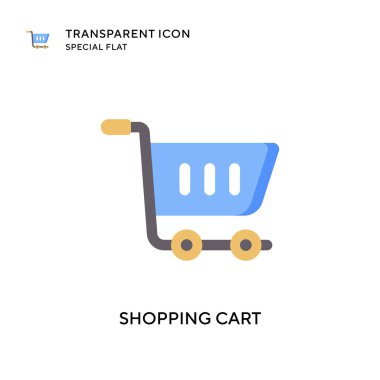 Alışveriş arabası vektör ikonu. Düz çizim. EPS 10 vektörü.