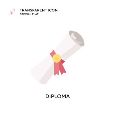 Diploma vektör simgesi. Düz çizim. EPS 10 vektörü.