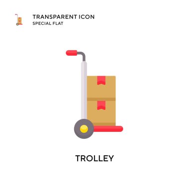 Trolley vektör simgesi. Düz çizim. EPS 10 vektörü.